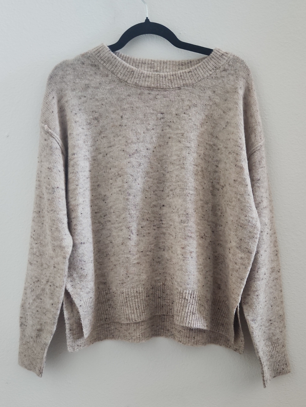 Max Studio Neutral Speckled Crewneck Sweater in Oatmeal
